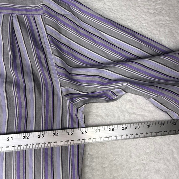 Alan Flusser Mens XL Striped Button Down Long Sleeve Dress Shirt - Picture 6 of 7